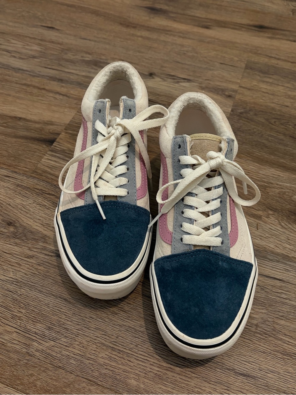 Vans Women's Old Skool Platform Sneaker - Cream, Pink & Blue - Picture 2 of 4